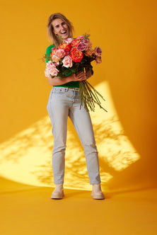 Emerald Kunstbloem Roos 58cm peach/roze