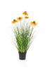 Emrald Kunstplant Rudbeckia Gras in pot oranje 60cm