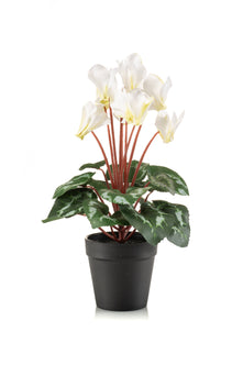 Emerald Kunstplant Cyclamen in pot  30cm wit/groen