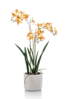 Emerald Kunstplant Orchidee in pot 56cm geel/oranje